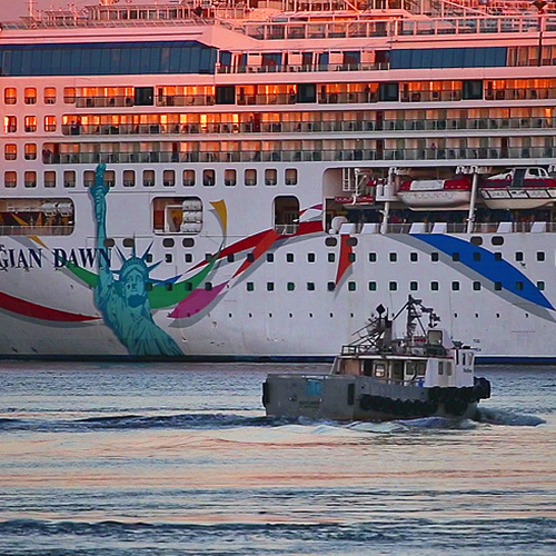 Macro of Norwegian Gem preparing to leave the Port of Saint John, New Brunswick.