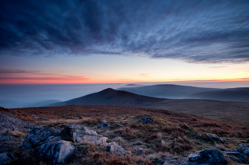 Cold March evening air and the mist rolls in after sunset giving a wonderful view from on higher ground. Here looking…