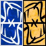 Diptych-Yellow and blue and butterfly wing dust
