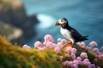 pr091 Clifftop Puffin among the Thrift