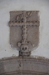 Portería cloister door relief, Calvary Cross