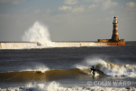 Surfing at Roker Pier. Ref 9582