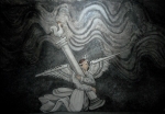 San Agustín, sacristy vault mural, Passion Angel with Column