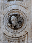 Casa de Montejo, façade portal, lower right pilaster & roundel head