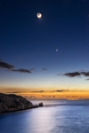 z2644 The Moon, Venus and Mars over the Needles at Dusk