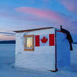 Ice Shack Canada Winter Sunset