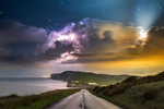 z3202 Small West Wight Storm by Moonlight