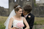 Bride and Groom at Caerphilly Castle