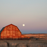 Barn & Rising Moon, Montana.
