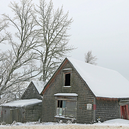 A 19th century hay barn complex still standing in rural Kings County, New Brunswick. These relics of a bygone era are…