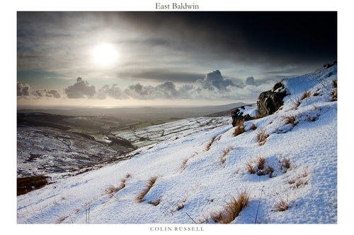 The great view down the East Baldwin valley, and beyond to the South of the Island, from the snow covered slopes of B…