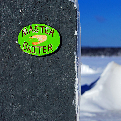 Macro of signage seen at the Renforth Ice Village in Rothesay, NB, Canada.