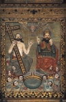 La Transfiguración, high altar, top tier central panel, Trinity
