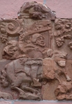 Tlalpujahua, Santiago Puxtla, façade gable relief detail