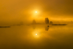 Early Foggy Morning at Lake Boora, County Offaly, Ireland.