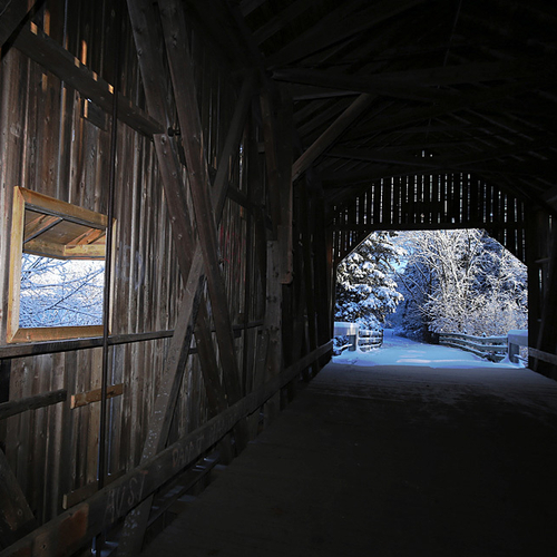 An interior pov of the Moosehorn Covered Bridge 1.5 near Norton, New Brunswick, Canada.