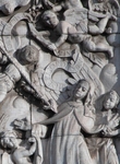 Façade, right portal relief, Ecstasy of St. Theresa, detail