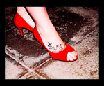 RED SHOES BY THE DRUG STORE