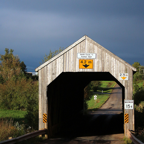 The Smith Creek #1 covered bridge, constructed in 1927, still stands on guard and ready for service along the Roachvi…