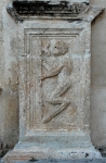 Santa Clara de Asís, façade portal, right pilaster base relief