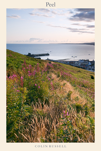 A new day begins at Peel. Looking towards the Castle and Breakwater from Peel Head.