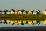 Beach Huts and reflections at Mudeford Spit -3