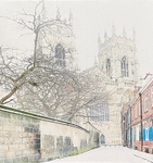 Snowy York Minster from Precentors Court