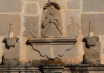 Nuestro Señor de Araró, façade gable relief, Our Lady of Refuge