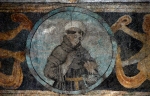 Santa María, S nave wall, dado mural roundel, Nicholas of Tolentino