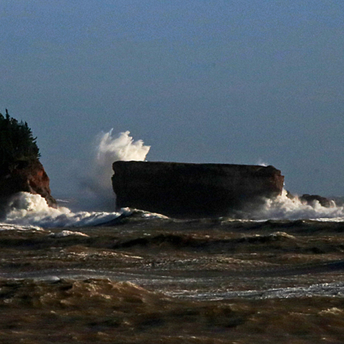 Split Rock ~ Saint John County NB. Storm surges can cause catastrophic damage to coastal shorelines and infrastructure.