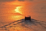 Boating at sunset