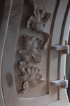 Hand Carved Relief Grape Vine and Wooden Hinge Detail