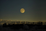 Supermoon over Sky Train at Lough Boora Discovery Park, County Offaly,