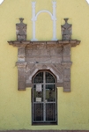 Nexquipayac, México, San Cristóbal, choir loft window frame & cornice