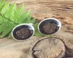 jcai037 Whitby Jet Cufflinks Ammonite Inlay