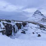 Kirkjufell and frozen waterfall