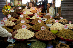 Spice sellers near the Jama Masjid, Delhi