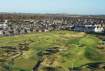 The 1st hole, right, 16th tee to green, left and 18th in the distance