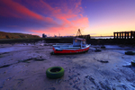 Lone Boat at Sunset, South Gare, Redcar.         ref 1557