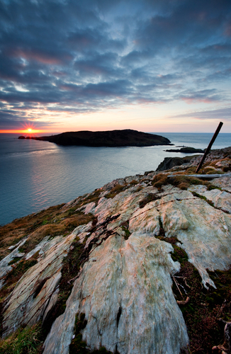 Winter sunset from Cronk Mooar looking over The Sound and The Calf of Man. After several days of overcast weather it…