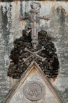Porciúncula door, pediment & Calvary Cross