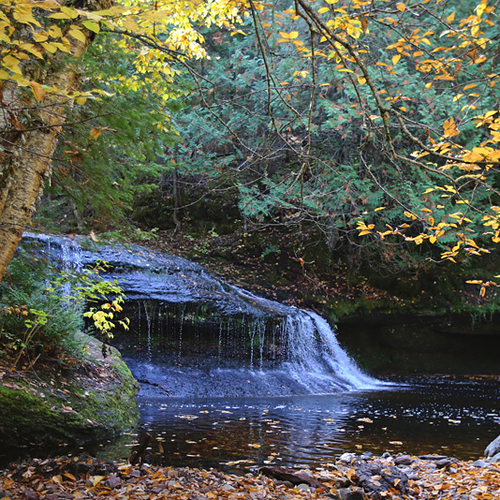 The Shaw Falls in autumn in rural Queens County, NB.