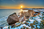 z3184 Snowy Sunset over Freshwater Bay