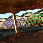 Graffitied Huts