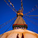 Two Buddhist monks  at Bodhnath Stupa, Kathmandu,Nepal