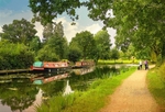 Narrow boats on the Grand Western Canal near Tiverton