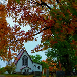 St. John's Anglican Church Gagetown NB Canada autum foliage