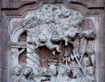 La Transfiguración de Cristo, façade, right portal relief detail