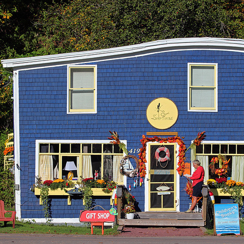 A colorful Gift Shop awaits the daily influx of tourists at St. Martins, New Brunswick.