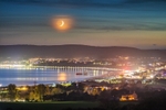 z3943 Moonset over Sandown Bay